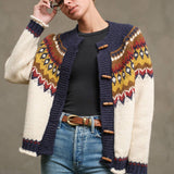 Nordic Pattern Toggle Knit Cardigan - RSW1093