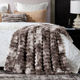 CB Striped Faux Fur Warm Plush Throw Blanket, Tie-dye Color