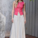 Slim Knit Sleeveless Button Top - RTK1016