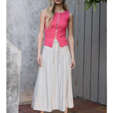 Sleeveless button top