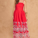 Scalloped Eyelet Embroidered Midi Dress