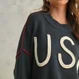 USA Rope Letter Sweater