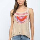 ABSTRACT SUNBURST DESIGN SWEATER TANK TOP FW15803