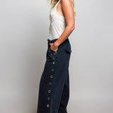 Low Rise Eyelet Studded Wide Leg Street Pants