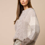 Color Block Cable Knit Sweater