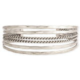 Silver Hammered & Twisted Lines Cuff Bracelet