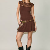 LACE TRIM DETDRESSAIL RIB KNIT