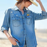 Hello Sunshine Shirt with Sunrise Embroidery