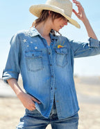 Hello Sunshine Shirt with Sunrise Embroidery