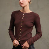 Slim Fit Knit Button Top - RTK1029