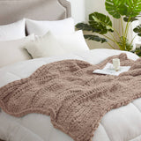 AH Handmade Chunky Knit Cable Knitted Crochet Blanket