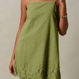 LACE TRIM SPAGHETTI SHIFT MINI DRESS