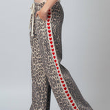 Leopard Print Heart Side Stripe Lounge Pants