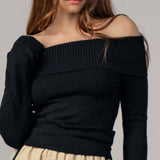 Ribbed Off-Shoulder Long Sleeve Sweater