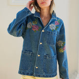 Floral Embroidered Denim Jacket - RJ1130