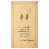 Literary Quotes Feather Post Earrings