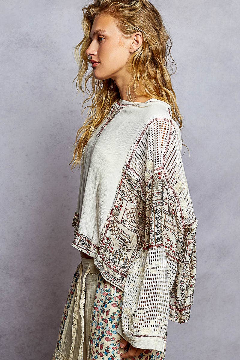 Floral Print Contrast Sweater