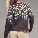 Daisy Embroidered Floral Knit Sweater