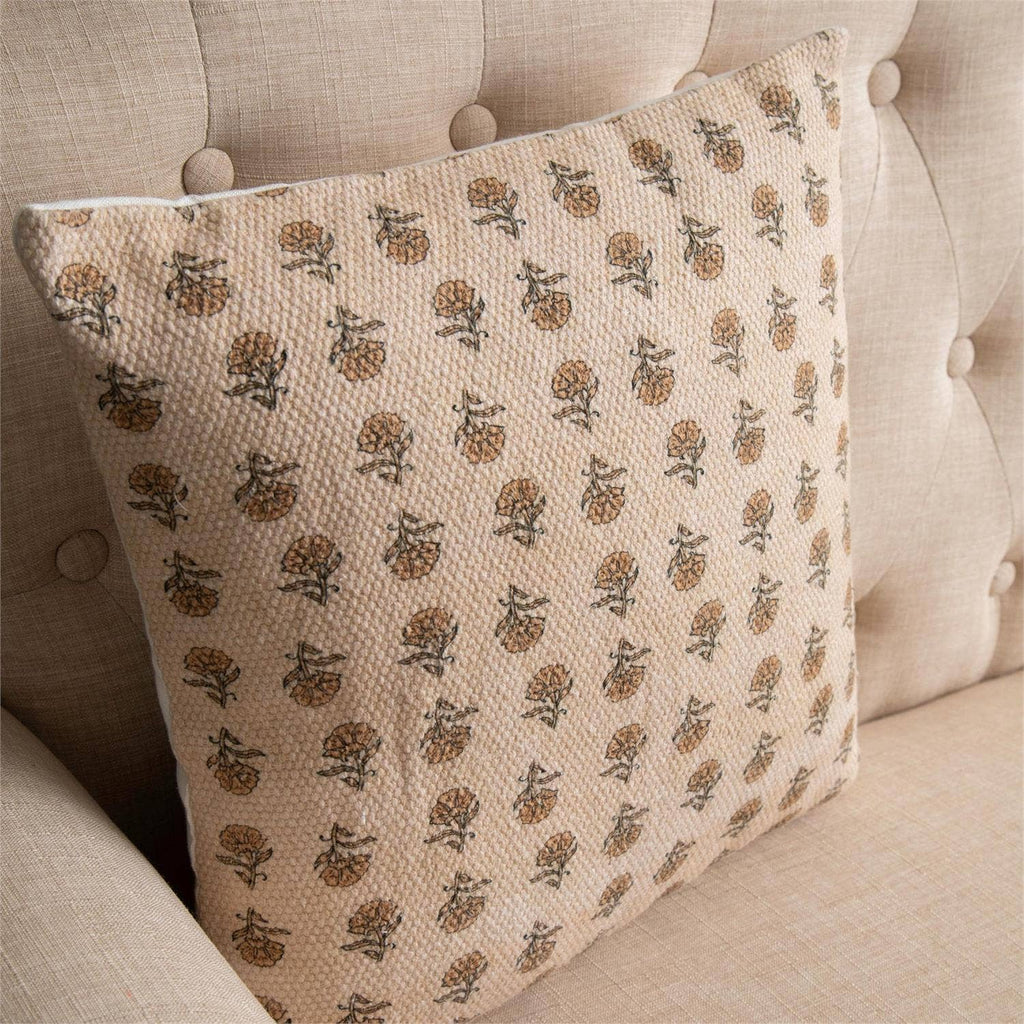 Mustard Floral Print Throw Pillow