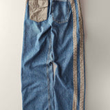 Wide-Leg Utility Stripe Denim Jeans