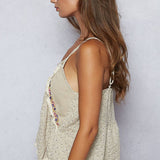 Thin Strap Embroidered Tank Top