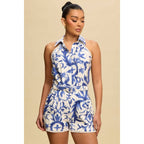 Belted Halter Neck Sleeveless Romper