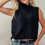 Sleeveless Cowl Neck Crochet Top