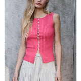 Sleeveless button top