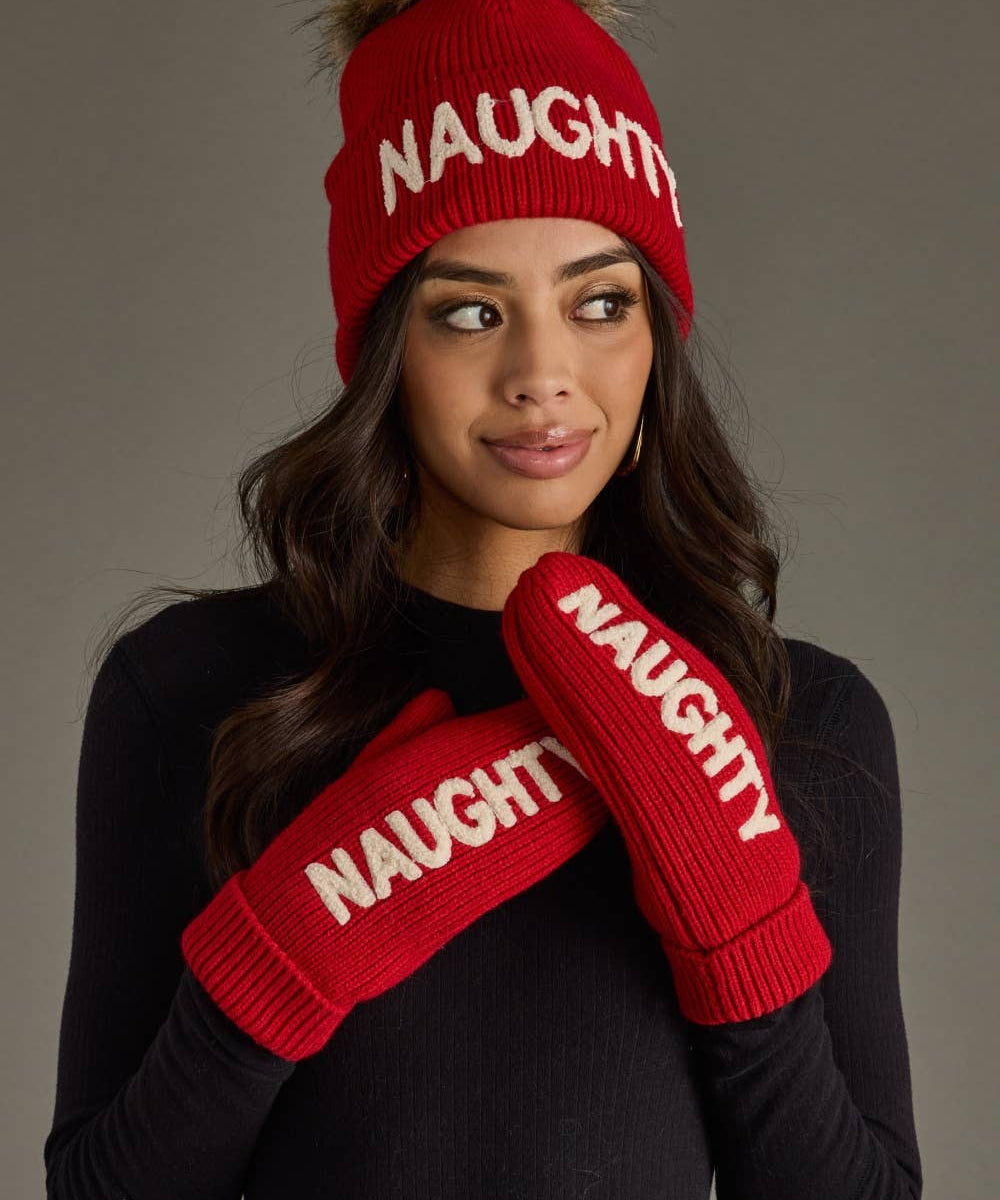 "Naughty" Knit Mittens