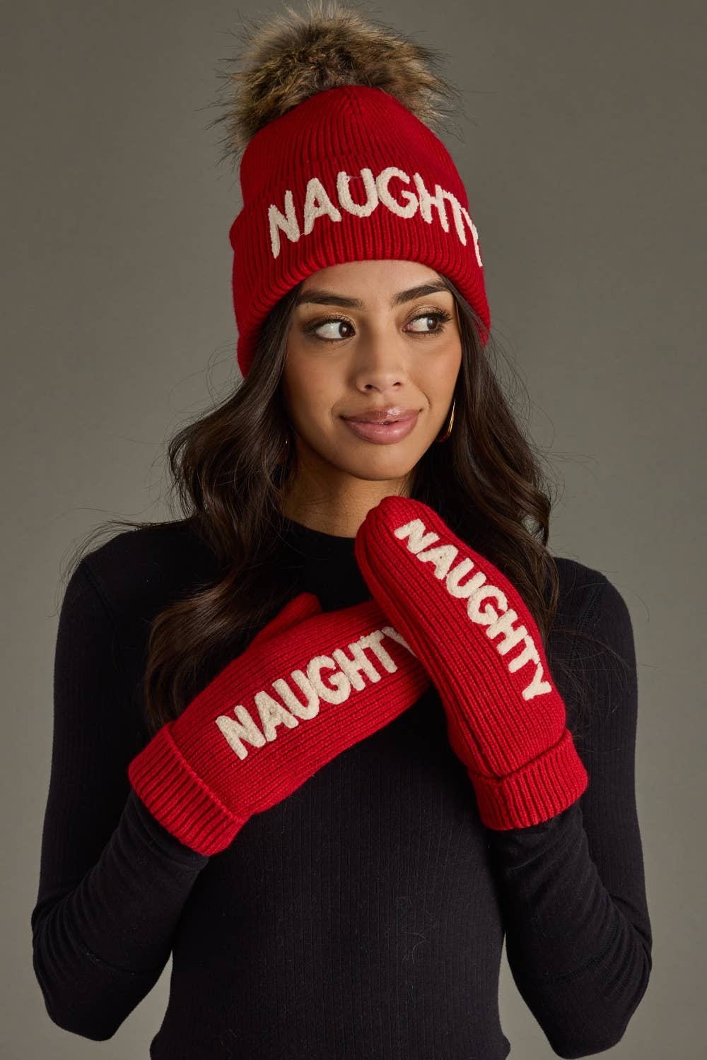 "Naughty" Knit Mittens