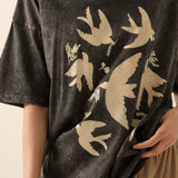 Vintage Birds Oversized Graphic Tee