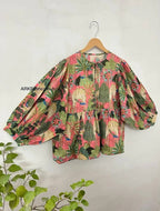 Pink & Green Floral Print Tunic