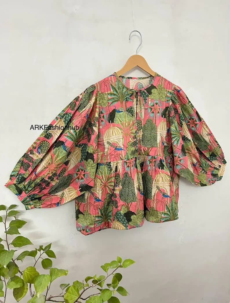 Pink & Green Floral Print Tunic
