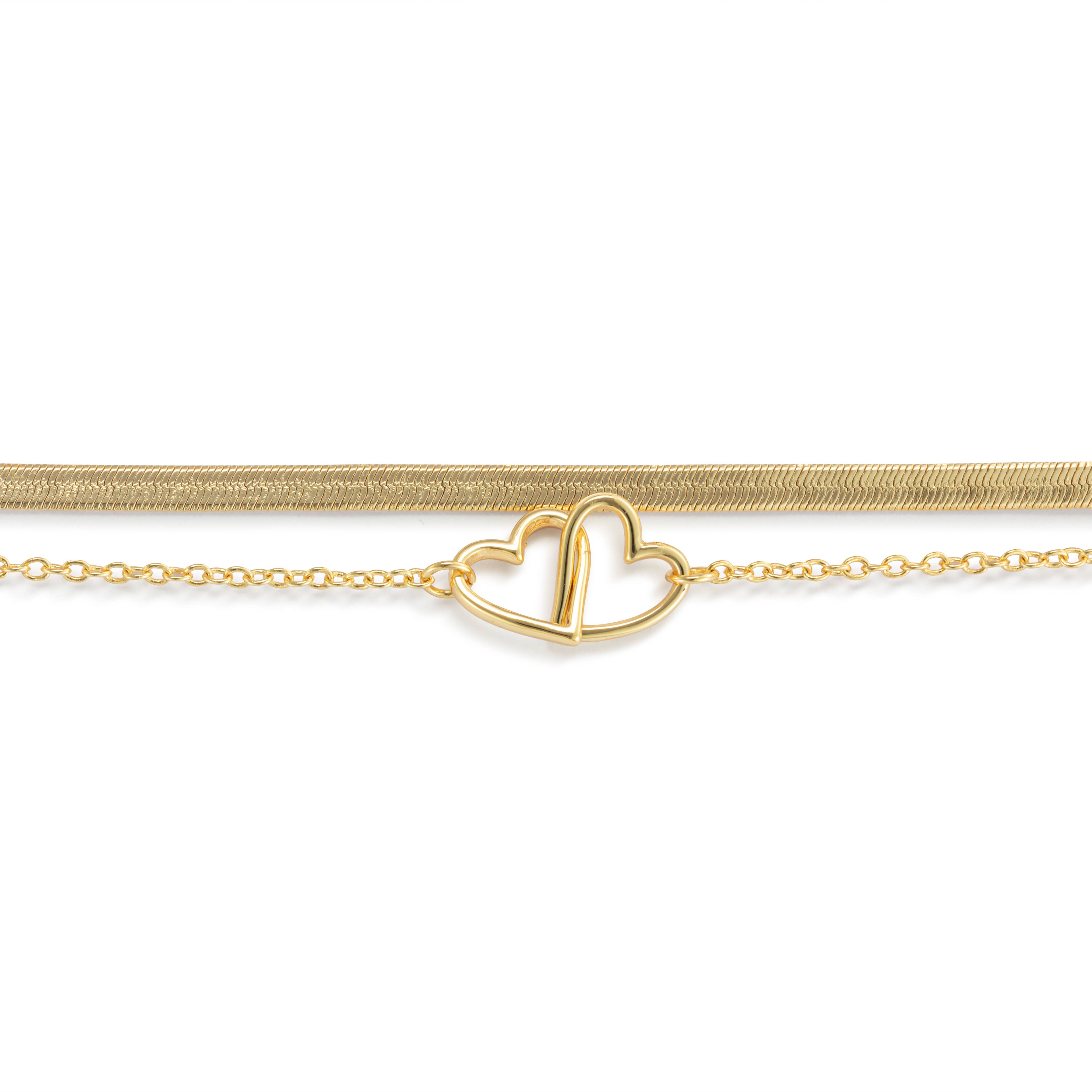 Layered Heart Bracelet - Gold
