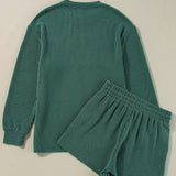 "MERRY" Graphic Long Sleeve Top and Shorts Set