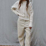 Wide Ribbed Knit Cotton Sweater