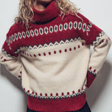 Relaxed Fit Fair Isle Turtleneck Sweater
