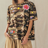 Camo Floral Patch Oversized Cotton Tee