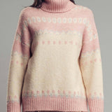 Relaxed Fit Fair Isle Turtleneck Sweater