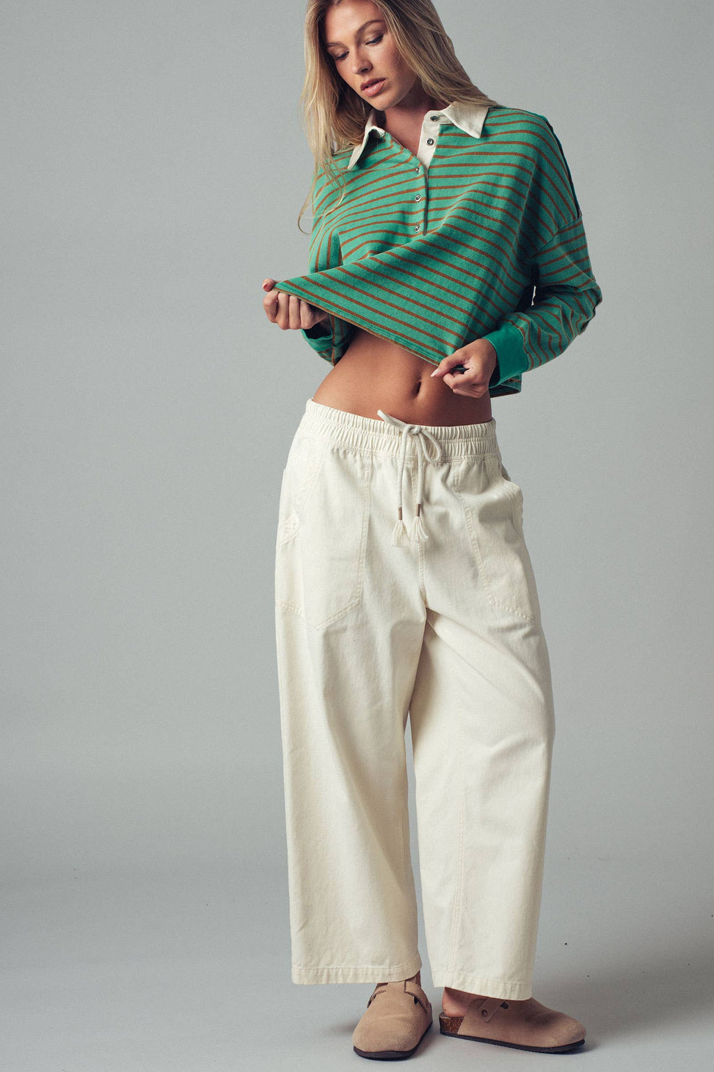 Playful Cropped Stripe Cotton Top