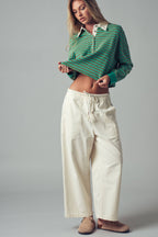 Playful Cropped Stripe Cotton Top