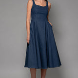 Denim A-Line Midi Dress