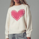 Heart Appliqué Knit Sweater