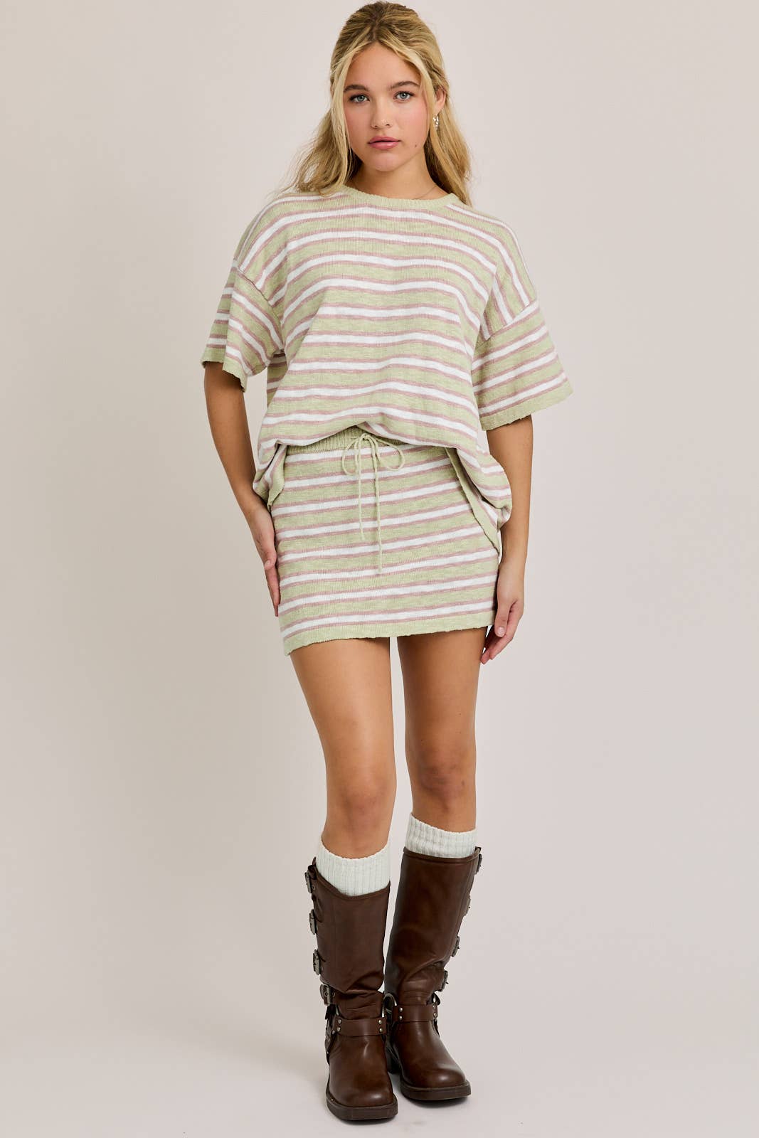 Oversize Sweater Top With Mini Skirt Set