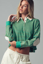 Playful Cropped Stripe Cotton Top