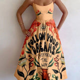 Vintage Print Sling Dress