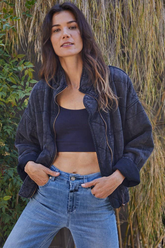 Quilted Knit Mineral Washed Jacket