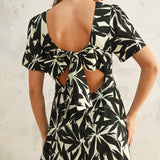 Tropical Leaf Printed Dress