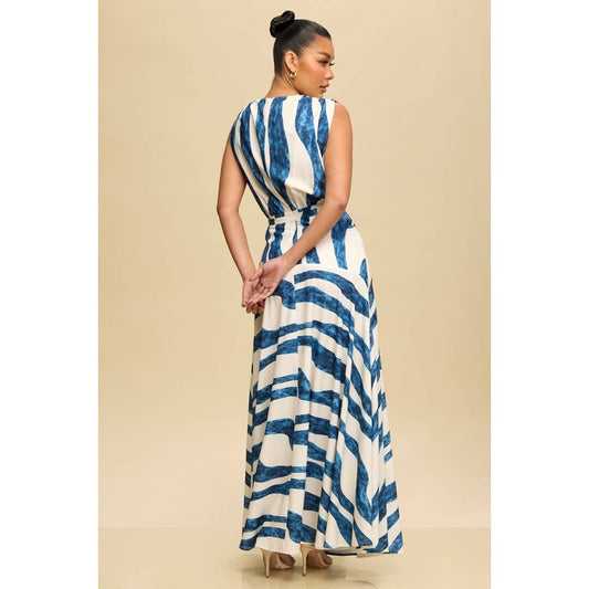 Two-Tone Lines Maxi Dress