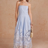 Scalloped Eyelet Embroidered Midi Dress